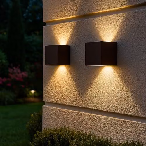 Netlighting Veronika Outdoor Up Down LED Wall Lamp in Brown with Transparent Glass, IP54 Rated – 6