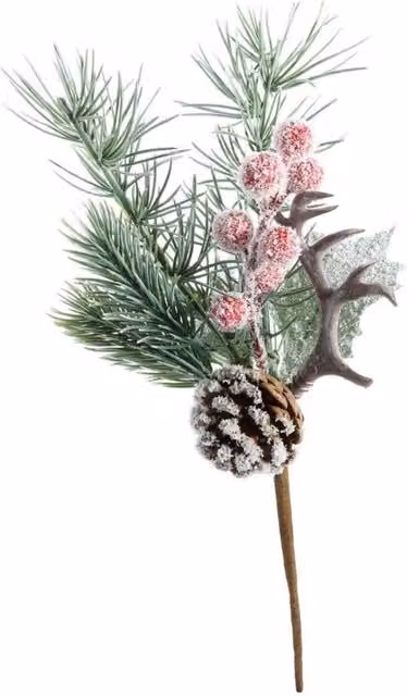 KDMD Berry and Spruce Frosted Pick Green, 5 Pack, Height: 26 cm