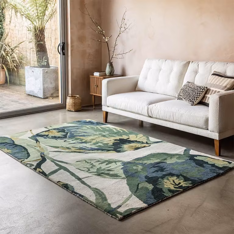 Atkin and Thyme Botanical Hand Tufted Floral Rug, Multicolour Green and Blue, W: 170 cm, D: 240 cm