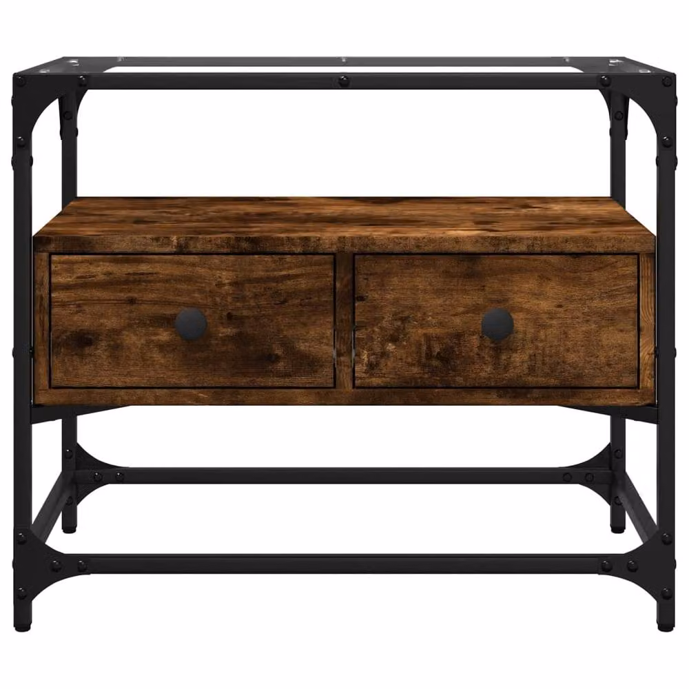 Berkfield Home TV Cabinet with Glass Top in Smoked Oak Brown, W/D/H: 60 x 35 x 51 cm – 4