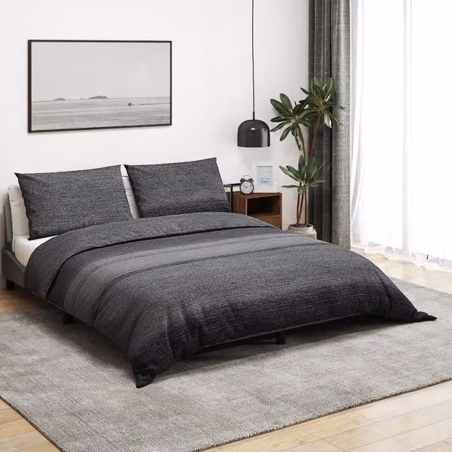 Berkfield Home Cotton Duvet Cover and Pillowcase Set in Grey, 200 x 200 cm – 1