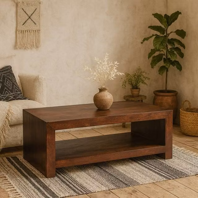 Wyld Haus Phuket Mango Wood Coffee Table in Brown, W/D/H: 60 x 60 x 40 cm