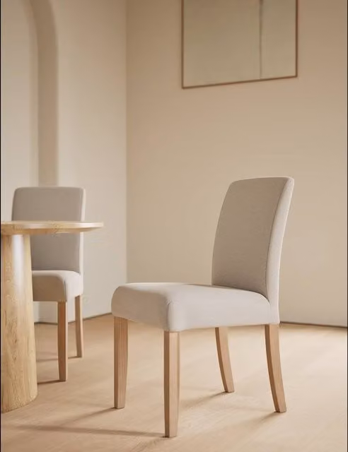 Gallery Direct Malton Set of 2 Classic Dining Chairs in Beige Fabric with Beech Wood Frame