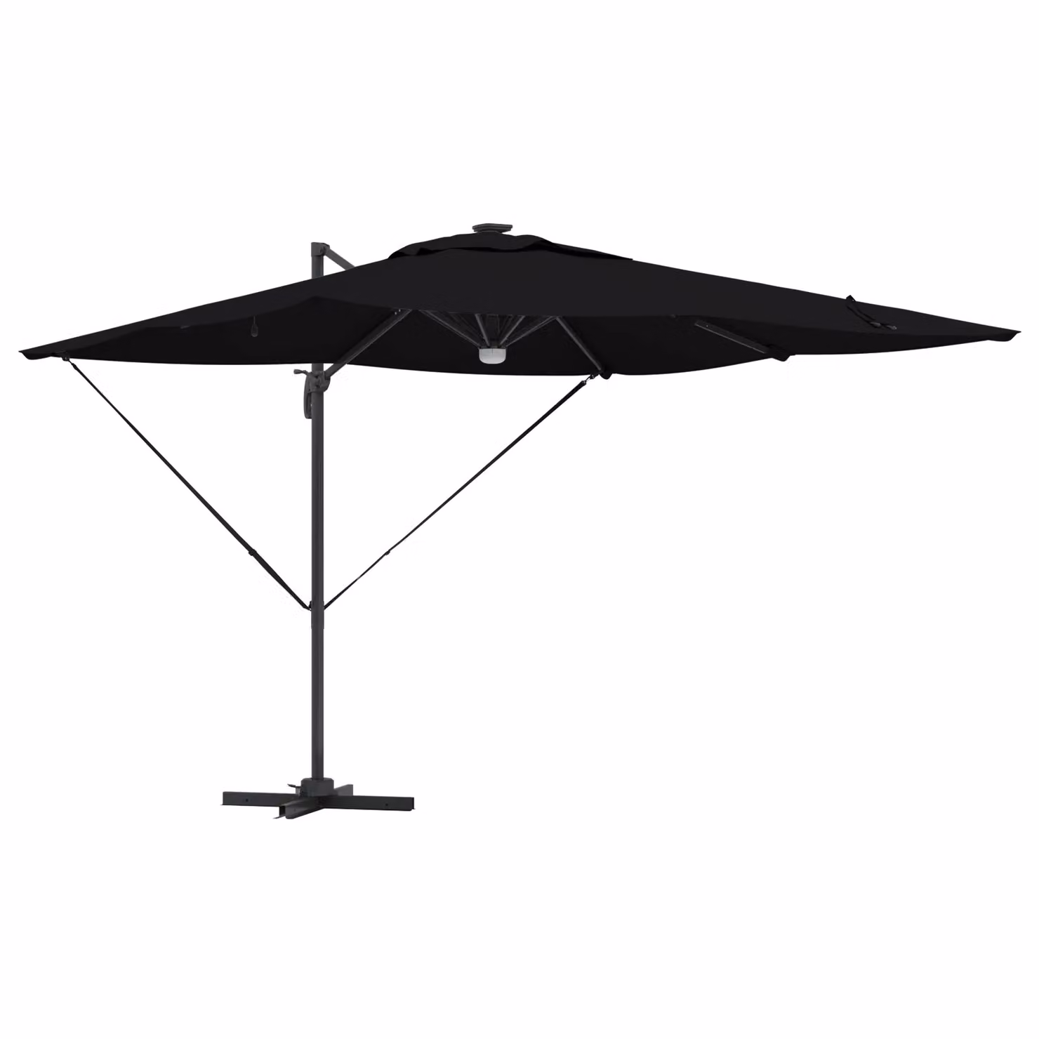 Berkfield Home Roma Cantilever Parasol with LEDs in Black Aluminium, W/D/H: 285 x 285 x 270 cm – 2