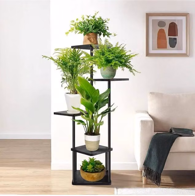 Garden Sanctuary 5-Tier Black Plant Display Stand W/D/H: 39.0 x 30.0 x 95.0 cm
