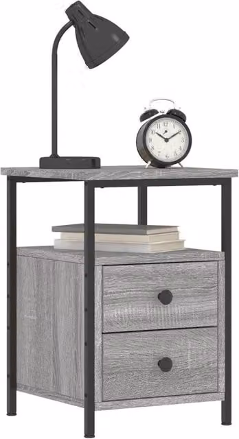 Berkfield Home Grey Sonoma Bedside Cabinet W/D/H: 34 x 35.5 x 50 cm