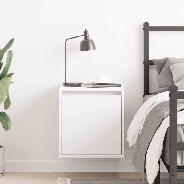 Berkfield Home Durable Wall-Mounted Bedside Cabinet in White, W/D/H: 38 x 34 x 40 cm