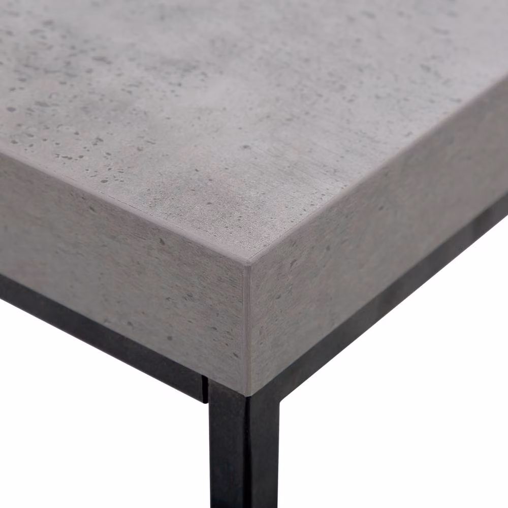 Wyld and Coco Industrial Concrete-Look Rectangular Coffee Table, Grey Top with Black Metal Legs, W: 100 cm, D: 60 cm, H: 40 cm – 3