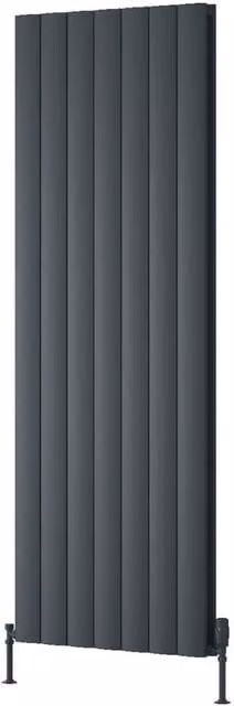 Bathroom Kingdom Loco Anthracite Double Oval Vertical Radiator, Grey, H: 180 cm, W: 66 cm
