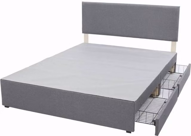 FORGEVIO Modern Upholstered Double Bed Frame in Grey Fabric, H: 99 cm, W: 137 cm, D: 194 cm – 1
