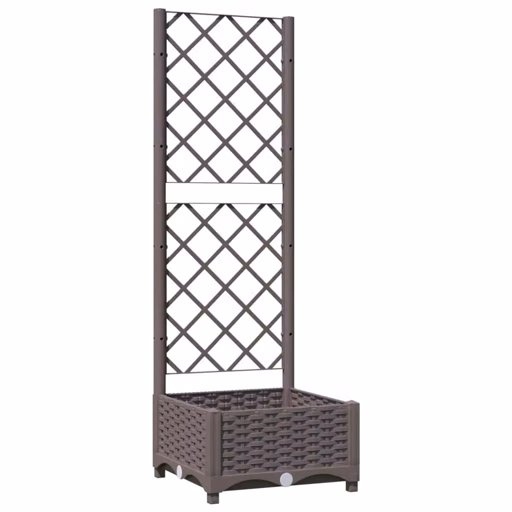 Berkfield Home Brown Garden Planter with Trellis and Climber Tub, W/D/H: 40 x 40 x 121.5 cm – 2
