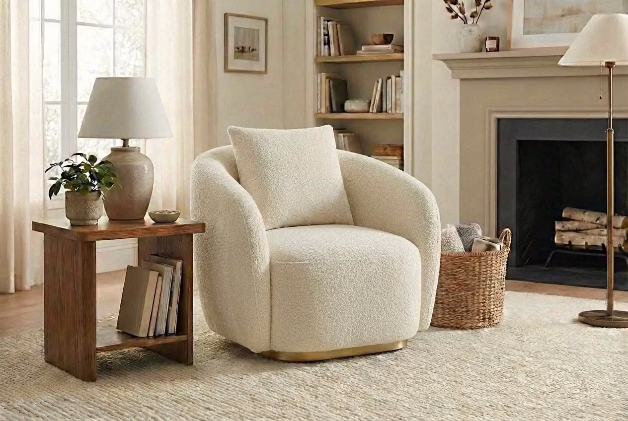 Araco Atelier Cleo Armchair in Vanilla Bouclé