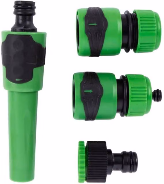 Marco Paul 4-Piece Green Plastic Garden Hose Pipe Quick Coupling Connector Set