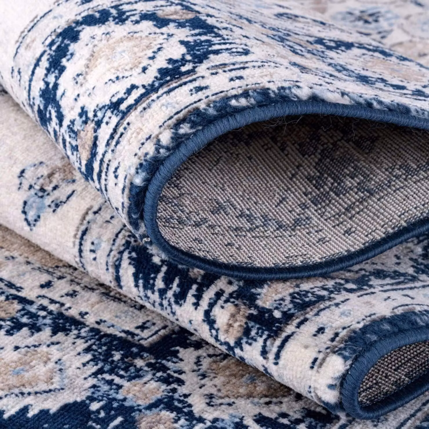 THE RUGS Montana Medallion Vintage Area Rug in Navy, Blue, Beige and Brown, W: 200 cm, D: 290 cm – 3