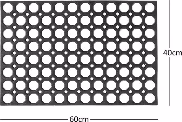 Nicoman Honeycomb Outdoor Rubber Ring Door Mat, Black, W: 60 cm, D: 40 cm