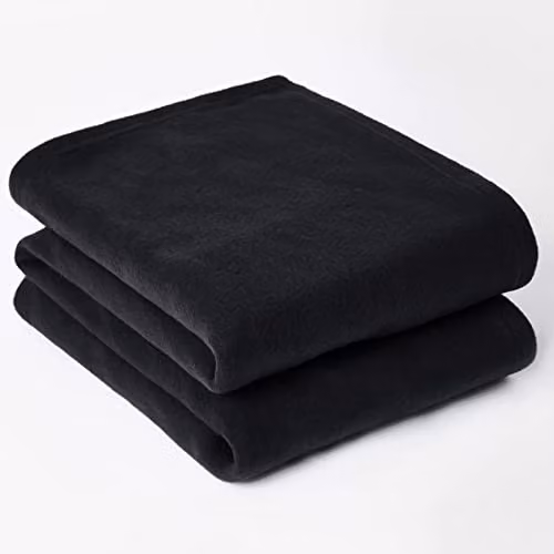Dreamscene Plain Black Fleece Throw Blanket, W: 200 cm, D: 240 cm – 1