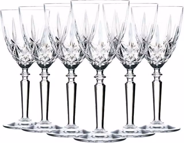 Havendro RCR Crystal Set of 12 Cut Glass Wine Glasses, 290ml, Clear – 1