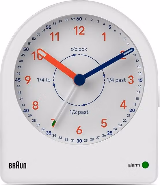 Braun Classic Analogue Alarm Clock in White
