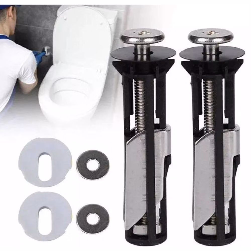 VOGREX 2-Piece Universal Heavy Duty Stainless Steel Toilet Seat Bolt Fixing Kit in Black – 2