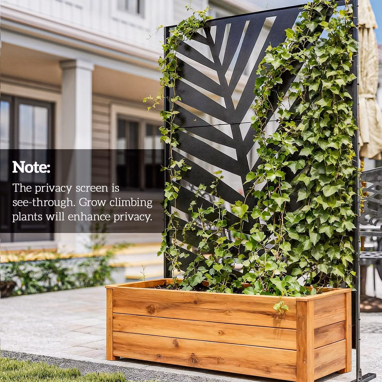 Outsunny Black Metal Outdoor Privacy Screen with Stand and Ground Stakes, H 198 cm x W 122 cm x D 7 cm – 7