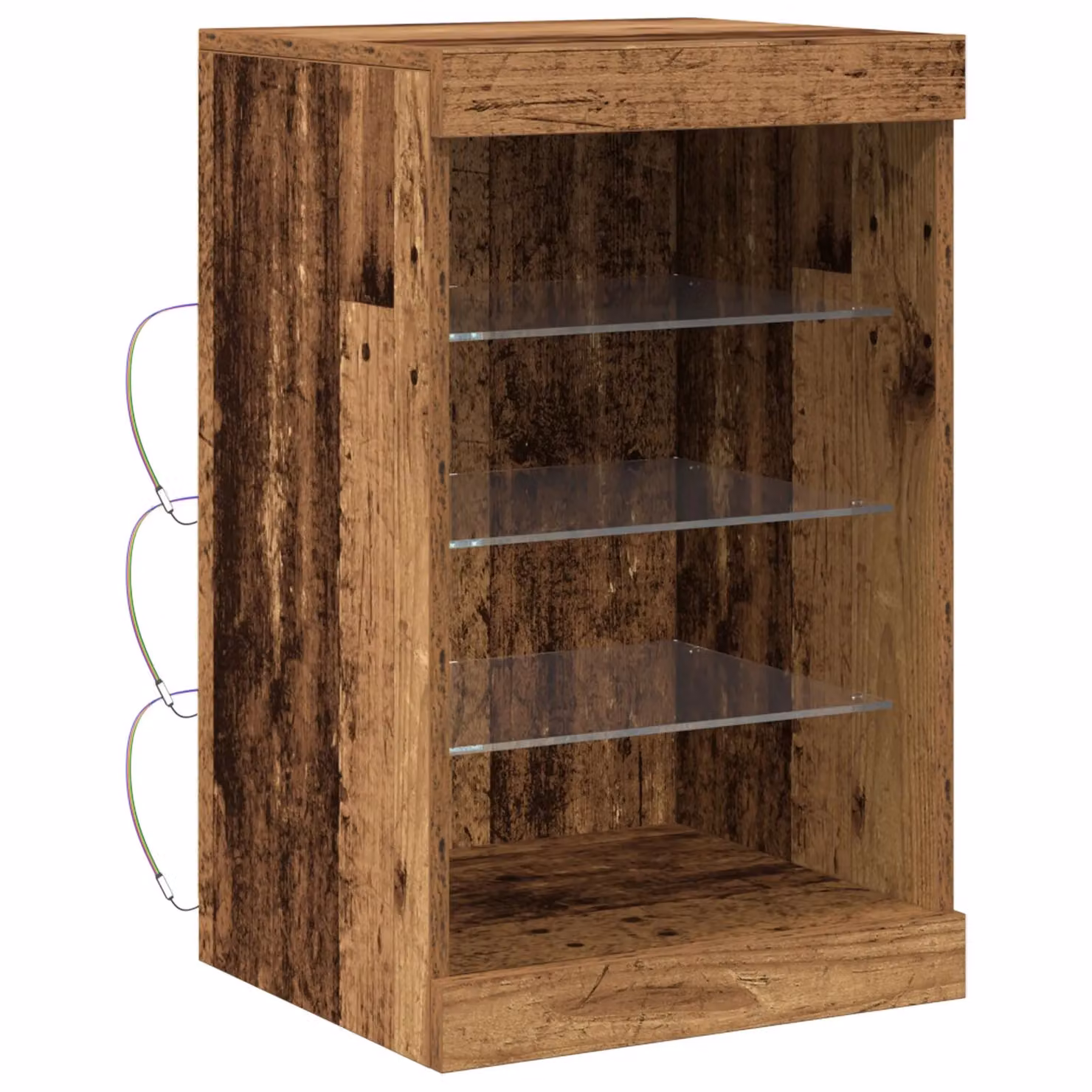 Berkfield Home Rustic Pine Sideboard with Integrated LED Lights in Brown, W: 41 cm, D: 37 cm, H: 67 cm – 2