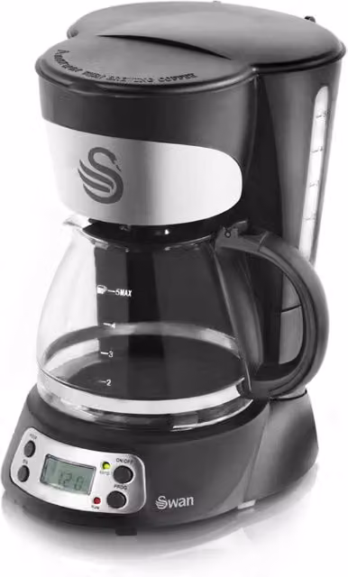 Swan Programmable Coffee Maker with Glass Jug and Keep Warm Function, Black