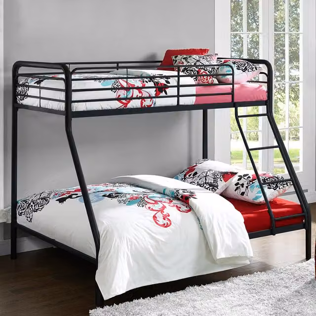Dorel Modern Metal Single and Double Bunk Bed in Black