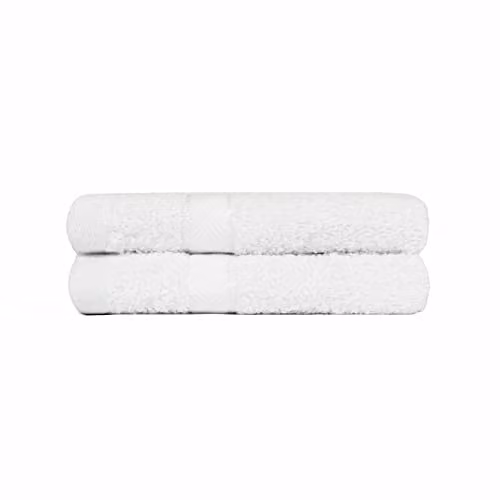 OHS 2 Pack of Beige Cotton Terry Bathroom Hand Towels with Border