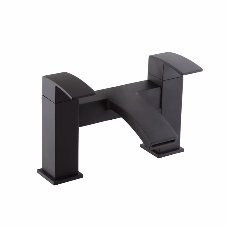 Kartell Single Lever Matt Black Brass Countertop Bathtub Filler Tap