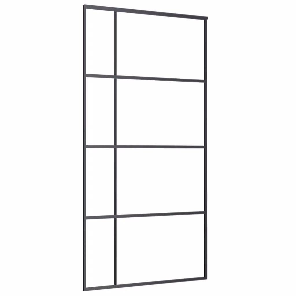Berkfield Home Modern Sliding Door in Black Aluminium and Transparent ESG Glass, W: 102.5 cm, H: 205 cm – 2