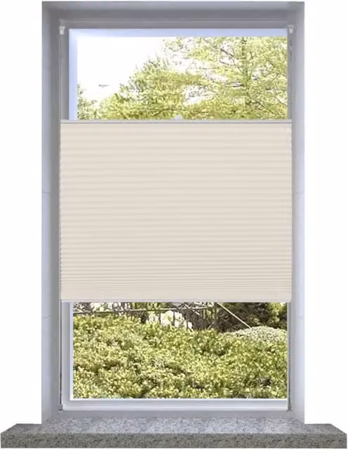Berkfield Home Single Pleat Plisse Blind in Beige, W: 70 cm, H: 125 cm – 1