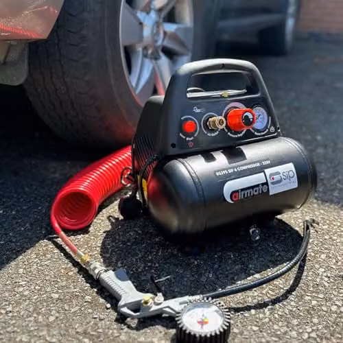 SIP Airmate Portable Oil-Free Direct Drive Air Compressor, Black, 6L, 1.1kW, 8 Bar – 7