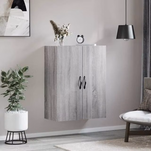 Berkfield Home Wall Mounted Grey Sonoma Cabinet W/D/H: 69.5 x 34 x 90 cm