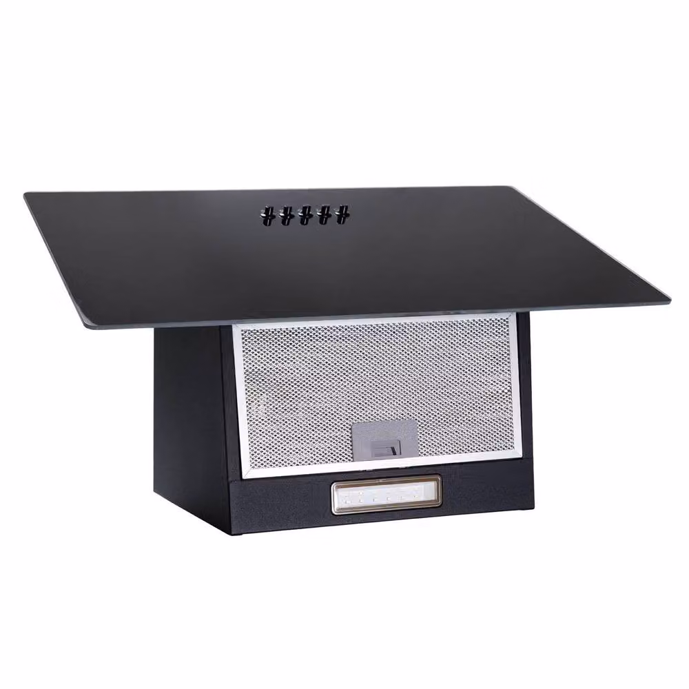 SIA Black Glass Wall Mounted Chimney Cooker Hood with Activated Carbon Filter, W: 60 cm, D: 45 cm, H: 68 cm – 3