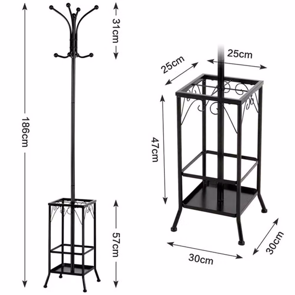 KORVIXA Modern Metal Coat Stand Rack in Matt Black, H 100 cm x W 15 cm x D 15 cm – 2