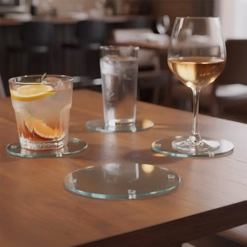 Harbour Housewares 12pc Transparent Glass Placemats and Coasters Set, Diameter: 30 cm – 6