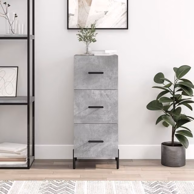 Berkfield Home Modern Sideboard in Concrete Grey, W/D/H: 34.5 x 34.5 x 90 cm