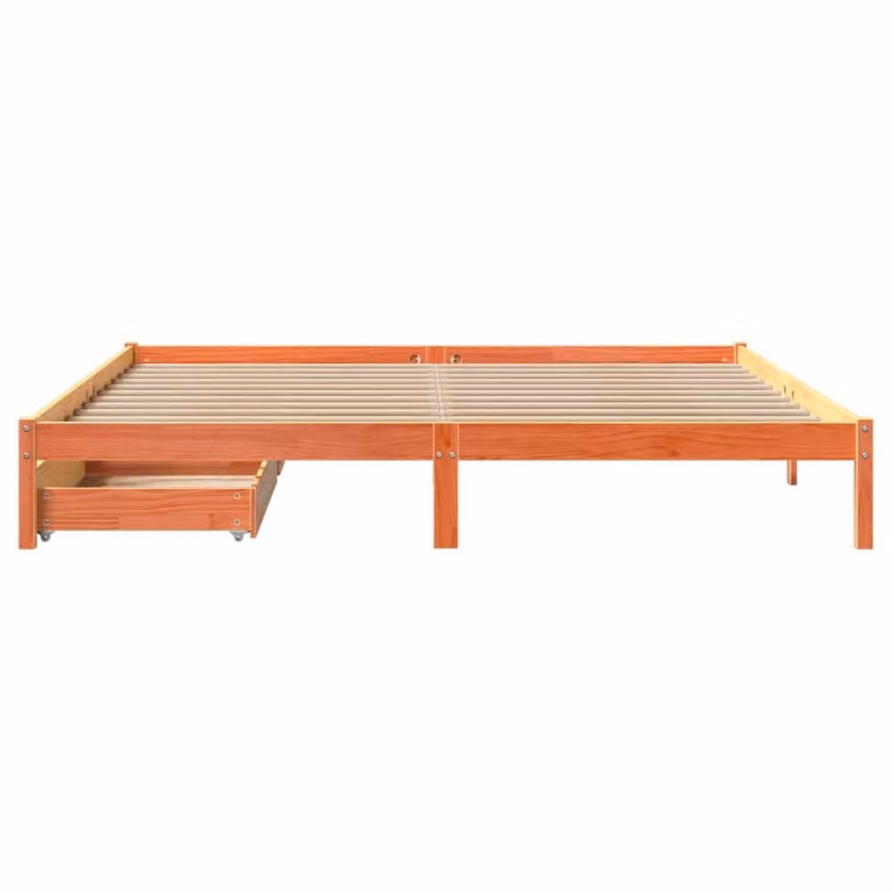 Berkfield Home Rustic Solid Wood Pine Bed Frame in Wax Brown, 200 x 200 cm – 2
