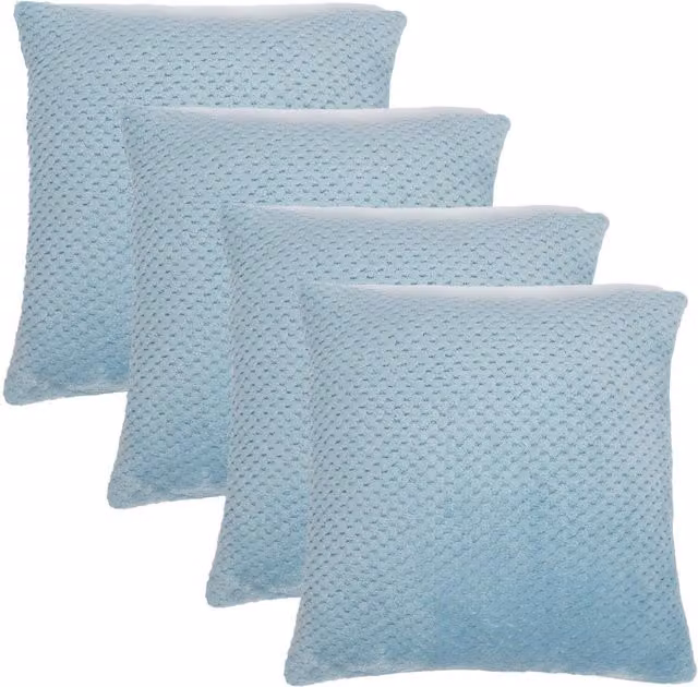 Brentfords Pack of 4 Blue Waffle Fleece Square Cushion Covers