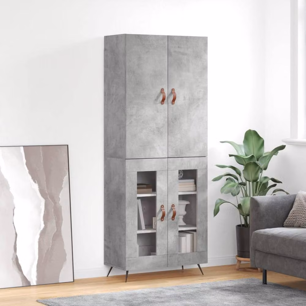 Berkfield Home Highboard in Concrete Grey, W/D/H: 69.5 x 34 x 180 cm – 2