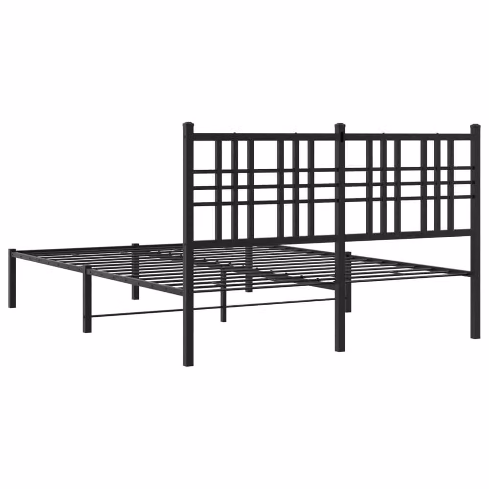 Berkfield Home Metal Bed Frame with Headboard in Black W/D/H: 120 x 196 x 90 cm – 3