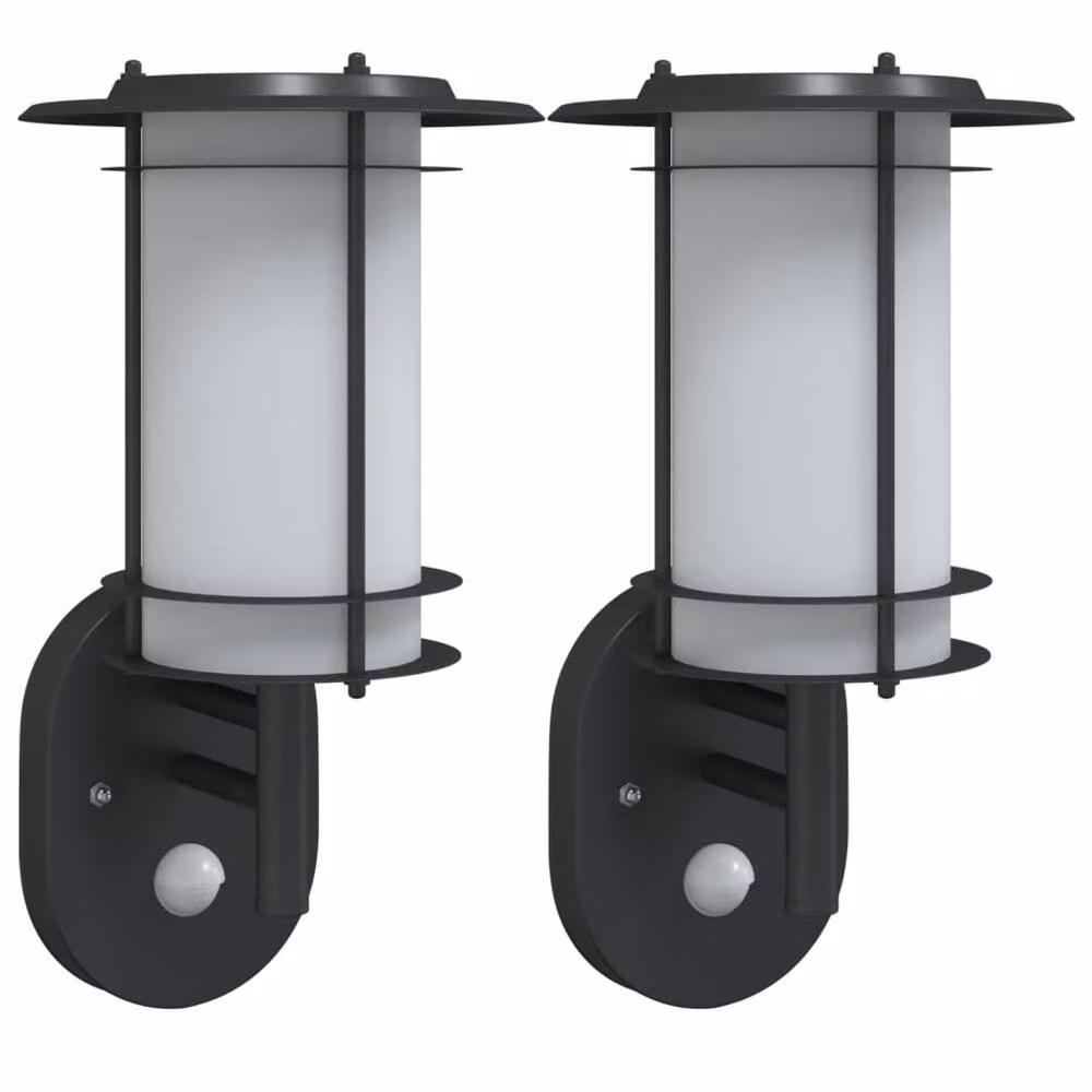 Berkfield Home Black Stainless Steel Outdoor Wall Lights with Motion Sensor, 2 Pack – 2