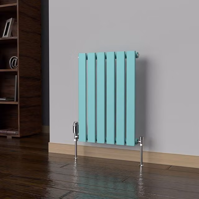Lux Heat Flat Horizontal Single Coloured Radiator in Light Aqua Green, W: 60 cm, H: 42 cm, D: 42 cm