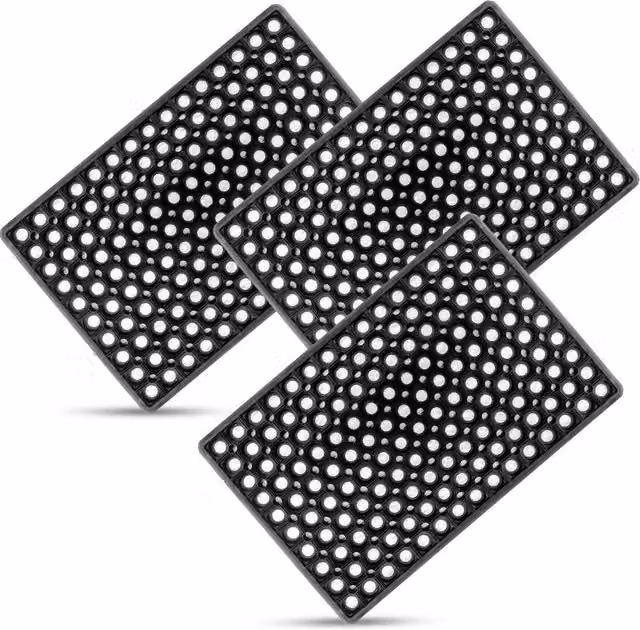 FLAVORA Black Non-Slip Industrial Rubber Round Entrance Door Mat, Diameter: 100 cm – 1