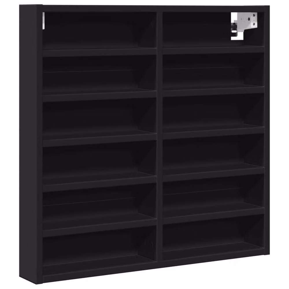 Berkfield Home Black Modern Wall Mounted Vitrine Cabinet with Glass Doors and Internal Shelves, W: 60 cm, D: 8.5 cm, H: 58 cm – 3