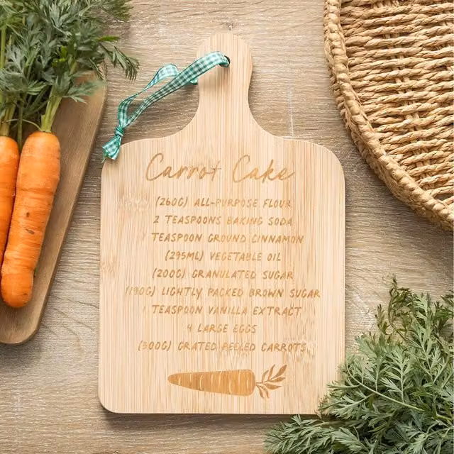 Kingsbury Gifts Brown Bamboo Carrot Cake Recipe Serving Board W: 25 cm, D: 15 cm