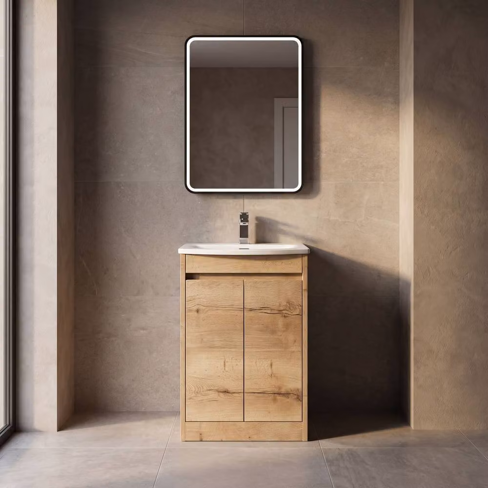 Balterley Chartley 2 Door Bathroom Vanity Unit with Curved Basin in Autumn Oak Brown, W: 50 cm – 2