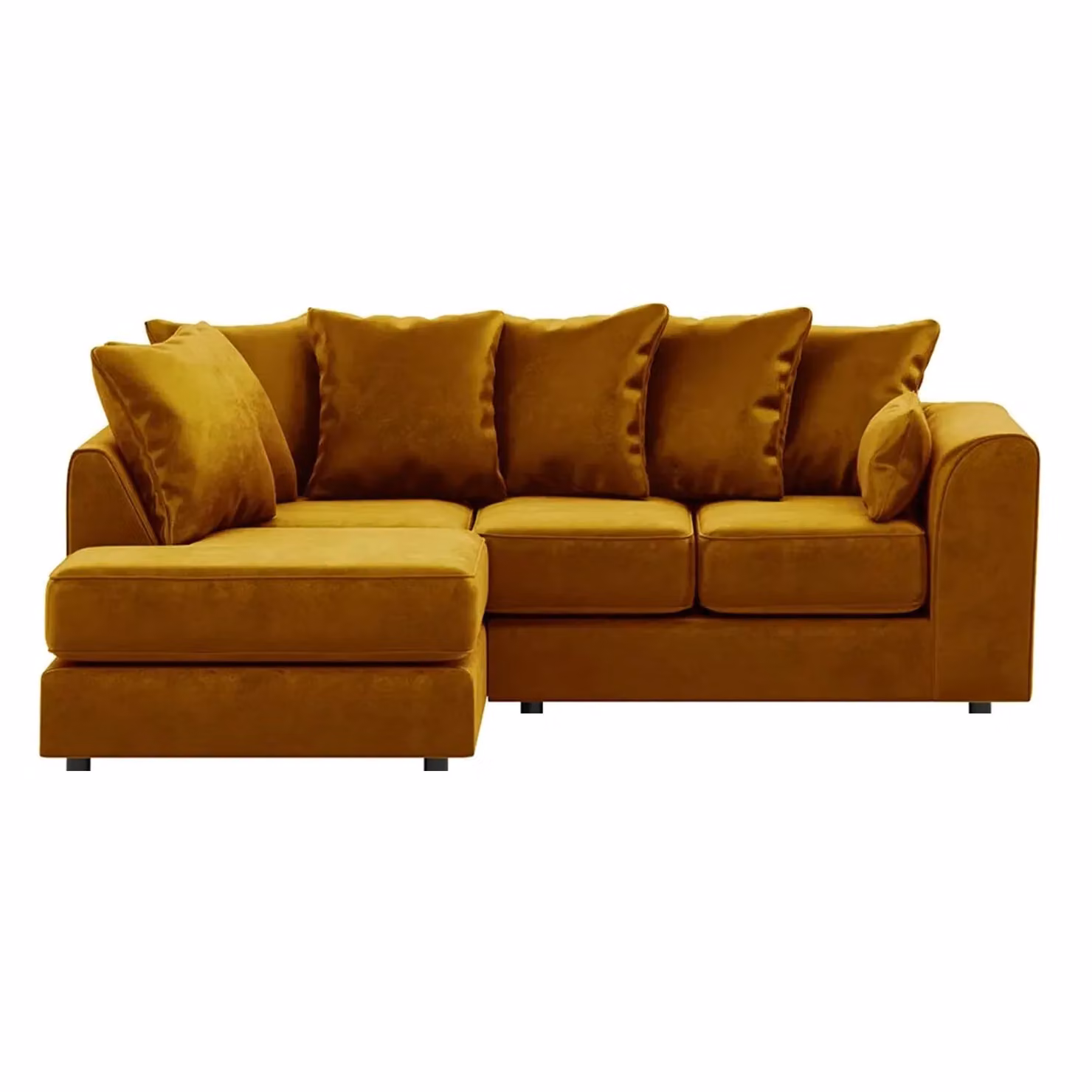 Furnishings For Less UK Brooklyn L Shaped Corner Sofa, 3 to 4 Seater, Left Hand Facing, Gold Plush Velvet – 2