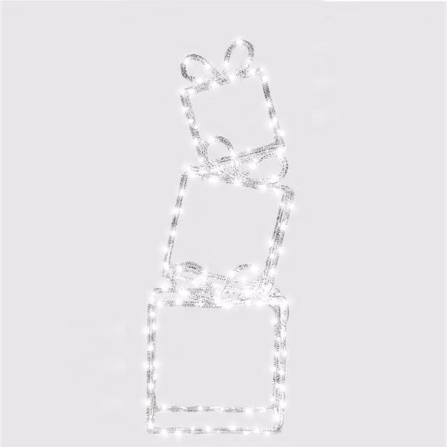 Pegdev Pre-Lit Stack of 3 Christmas Presents with 40 Warm White LEDs and 5m Lead Timer for Indoor and Outdoor Use – 1
