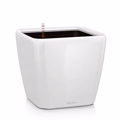 Lechuza Quadro LS 35 Self Watering Plant Pot in White High-Gloss, W/D/H: 35 x 35 x 33 cm